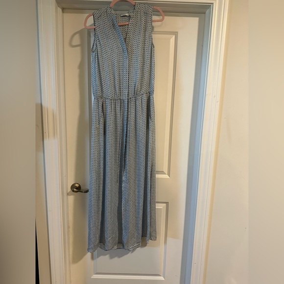 VINCE ~ Button-Front Silk Maxi Dress, Blue - Picture 2 of 6